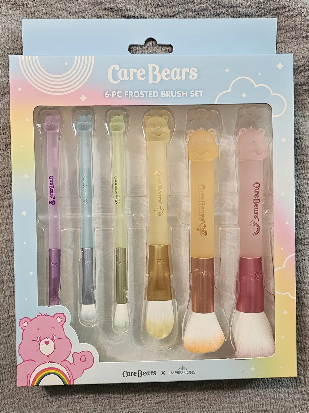 Care Bears 6-Piece Frosted Brush Set - Purple, Blue, Green, Yellow, Orange, Pink